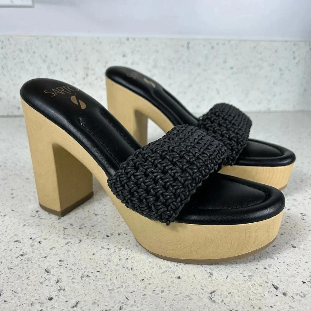 Franco Sarto Wendy Crochet Woven Leather Platform Heels Clogs NEW NWT​